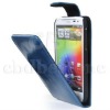 Blue Glossy Leather Flip Case Cover for HTC Sensation XL G21
