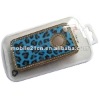 Blue Luxury Deluxe Bling Diamond Leopard Chrome Case Cover For iPhone 4 4G 4S 4GS