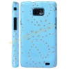 Blue Ornamental Engraving Leather With Shimmering Powder Hard Case Skin For Samsung Galaxy S2 i9100