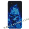 Blue Skull Fire Plastic Hard Case for Apple iPhone 4