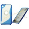 Blue Soft TPU Side Plastic Center Hard Case With Holder For iPod Touch 4