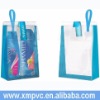 Blue Trim PVC Cosmetic Pouch with Handle and Velcro