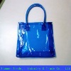 Blue color PVC cosmetic bag with handle