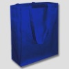 Blue cotton shopper bags with long handles and a gusset