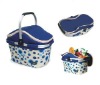 Blue flat-top aluminum framed picnic cooler basket