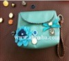 Blue handmade cosmetic bag, wallets, purses