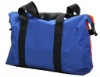 Blue nylon travel bag with PP webbing handle and functional pockets