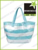 Blue striped handmade pvc shopping bag
