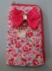 Bow wallet with print flower for cute girls