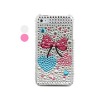 Bowknot Pattern PVC Case with Crystals Cover for iPhone 4, 4S