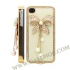 Bowknot Pearl Diamond Case Cover for iPhone 4S/ iPhone 4(White)