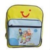 Boy and girl play children school bag