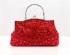 Brand New Hot Satin Pleated Crystal Bridal /Evening Clutch Handbag BLACK