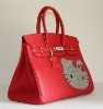 Brand fashion lovely red genuine leather ladies handbag