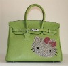 Brand fashion women lovely green leather tote handbag