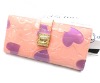 Brand leather company high designed peach heart ladies purses wallets