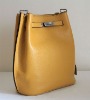 Brand name women yellow genuine leather bucket bags