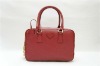 Brand women simple genuine leather red handbag