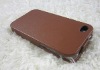 Brown Smooth Leather  Flip Case Pouch Cover for iPhone 4