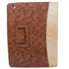 Brown Snake pattern PU leather Folio case cover for ipad 2 with stand function