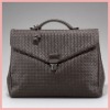 Brown Two-Gusset Woven Briefcase