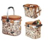 Brown collapsible picnic cooler basket for 2 persons
