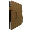 Brown color Strap style PU Magnetic leather case cover for ipad 2 with sleep and wake up function/ /looks like denim fabric