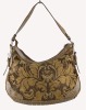 Brown embroidery ladies handbag