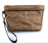 Brown quilted PU cosmetic bag