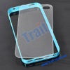 Bumper And Transparent Plastic Back Hard Case for iPhone 4 (Blue)