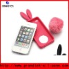 Bunny Skin Case With Furry Tail for Apple iPhone 4