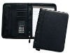 Business PU leather zip portfolio with calculator