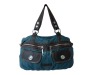 Buttons cyan with high quality washed PU material women shoulder bag handbags