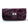 CLUTCH PURSE SNAKE DESIGN EVENING BAG BROWN