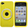 Camera Design Silicone Skin Cover Rubber Protector For iPhone 4-Yellow