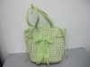 Candy strip paper straw fabric beach bag with handle