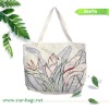 Canvas Tote Bag with silk printed lotus