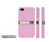 Carbon Fiber Leather Case with Kick Stand for Apple iPhone 4