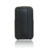 Carbon Fiber Leather Flip Case for Apple iPhone 3G/3GS (Black/Black)