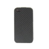 Carbon Fiber Leather Flip Case for Apple iPhone 4 (Black)