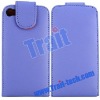 Carbon Fiber Leather Flip Top Case for iPhone 4 with Fabric Lining