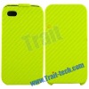 Carbon Fiber Leather Flip Top Case for iPhone 4 with Fabric Lining