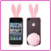 Cartoon Pink rabbit ear silicon mobile phone case for iphone 4