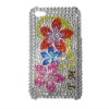 Cellphone Protective Shell Rhinestone Silver with Flower On Rear Cover for iphone 4G