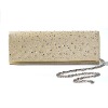 Champagne Satin Clutch Bag with Round Rhinestones