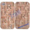 Characters Pattern Leather Skin Cover Case for iPhone 4/4S(Brown)