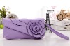 Charm fashion flower leather wristlet evening bag 016