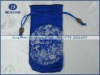 China style blue satin drawstring bag