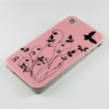 Chrome Flowers and Butterflies Pattern Case for iPhone4 4G