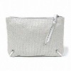 Classic Snow White Canvas Cosmetic Bag With Silver PU Cord